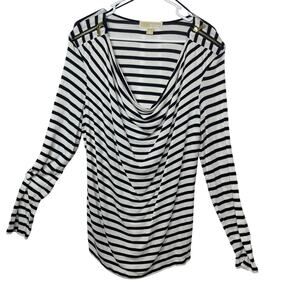 Michael Kors women's knit top women's XL extra large stripe nautical zipper deta